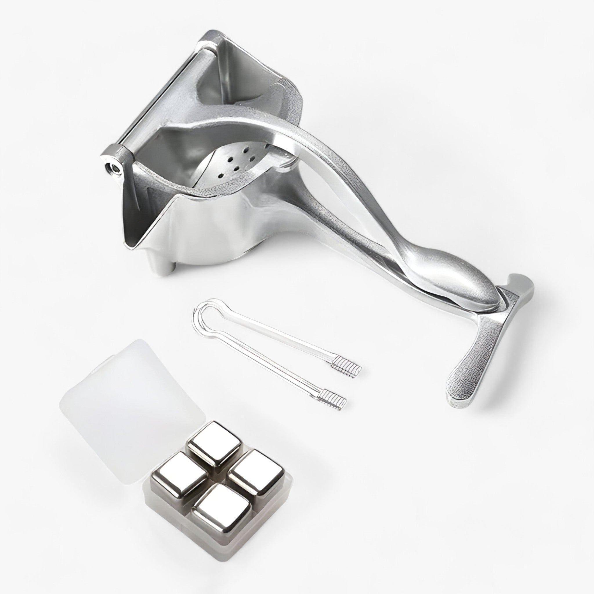 home & garden : CitrusPro - Ensemble Perssysteem - Handpers van Aluminiumlegering voor Citrusvruchten & Granaatappels in Sapcentrifuge met box en ijsblokjesmachine van Pantino