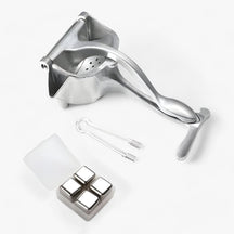 home & garden : CitrusPro - Ensemble Perssysteem - Handpers van Aluminiumlegering voor Citrusvruchten & Granaatappels in Sapcentrifuge met box en ijsblokjesmachine van Pantino