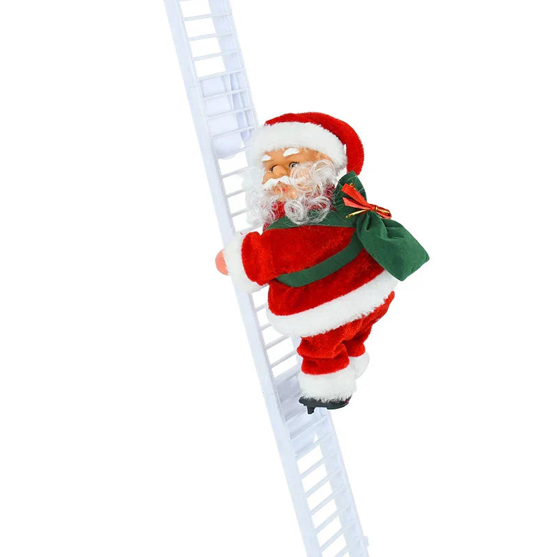 home & garden : Poupée Du Père Noël Grimpant Avec Musique - Décoration Festive Pour Sapin de Noël - Rood in Wit van Pantino