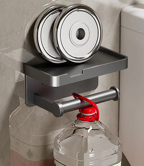 home & garden : Multifunctionele Toiletrolhouder Zilver - Luxe Opbergplank Badkamer - RVS in van Pantino