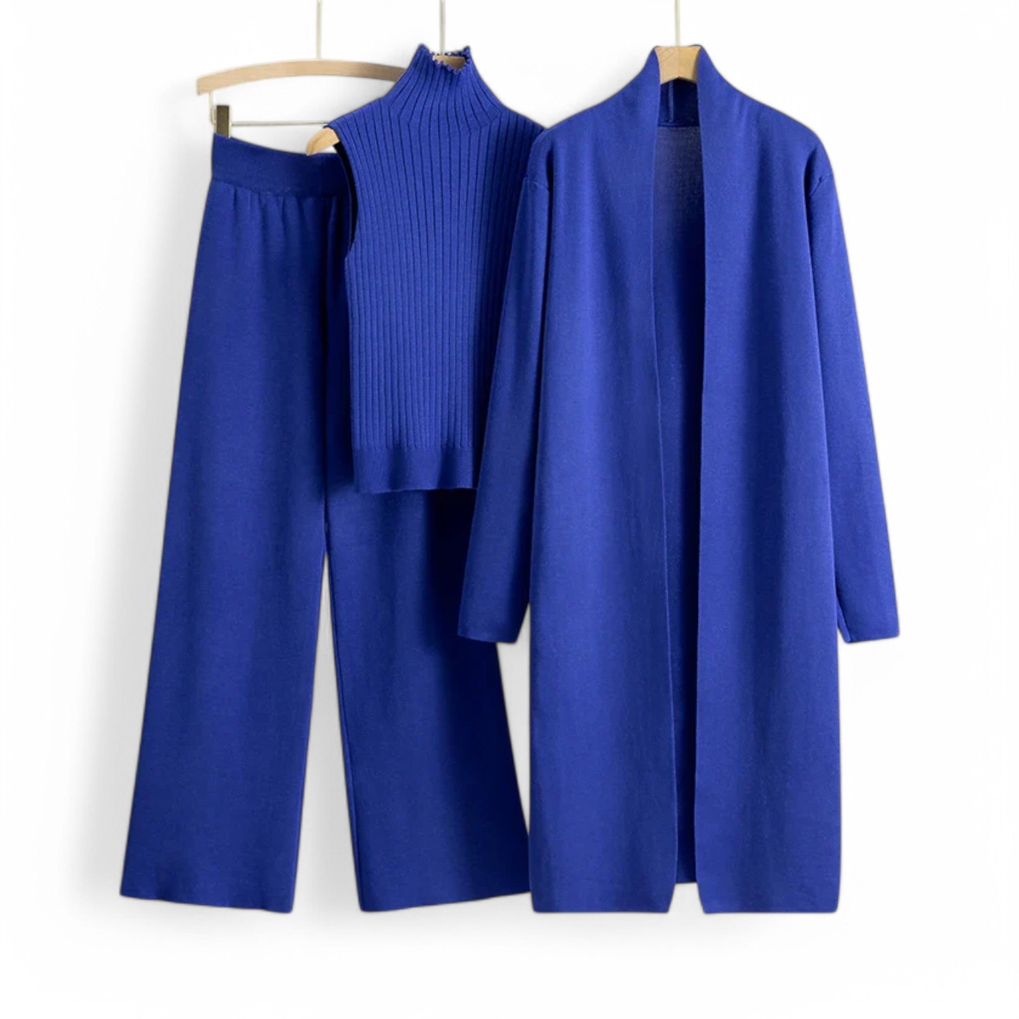 Loungewear Set : Ivy I Vintage Breiset in 3 delen in Blauw Eén maat van Concept Odense