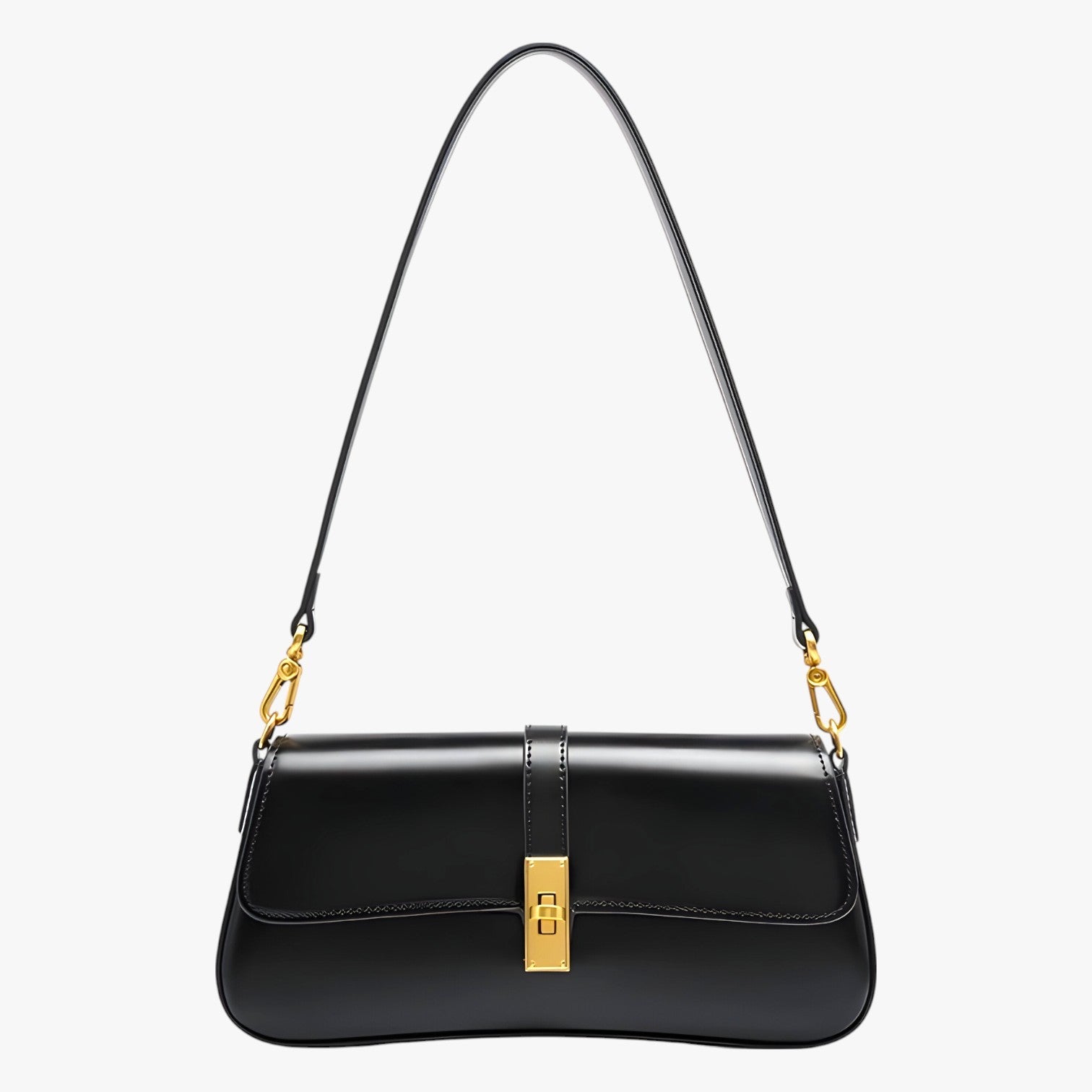 Bags : Dames Baguette Tas van Echt Zwart Luxe Leer, Elegant en Compact in van Pantino