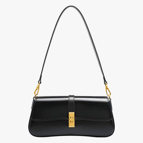 Bags : Dames Baguette Tas van Echt Zwart Luxe Leer, Elegant en Compact in van Pantino