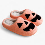 Chaussons Halloween en forme de citrouille pour femmes - Chaussures d'intérieur chaudes et amusantes - Orange  