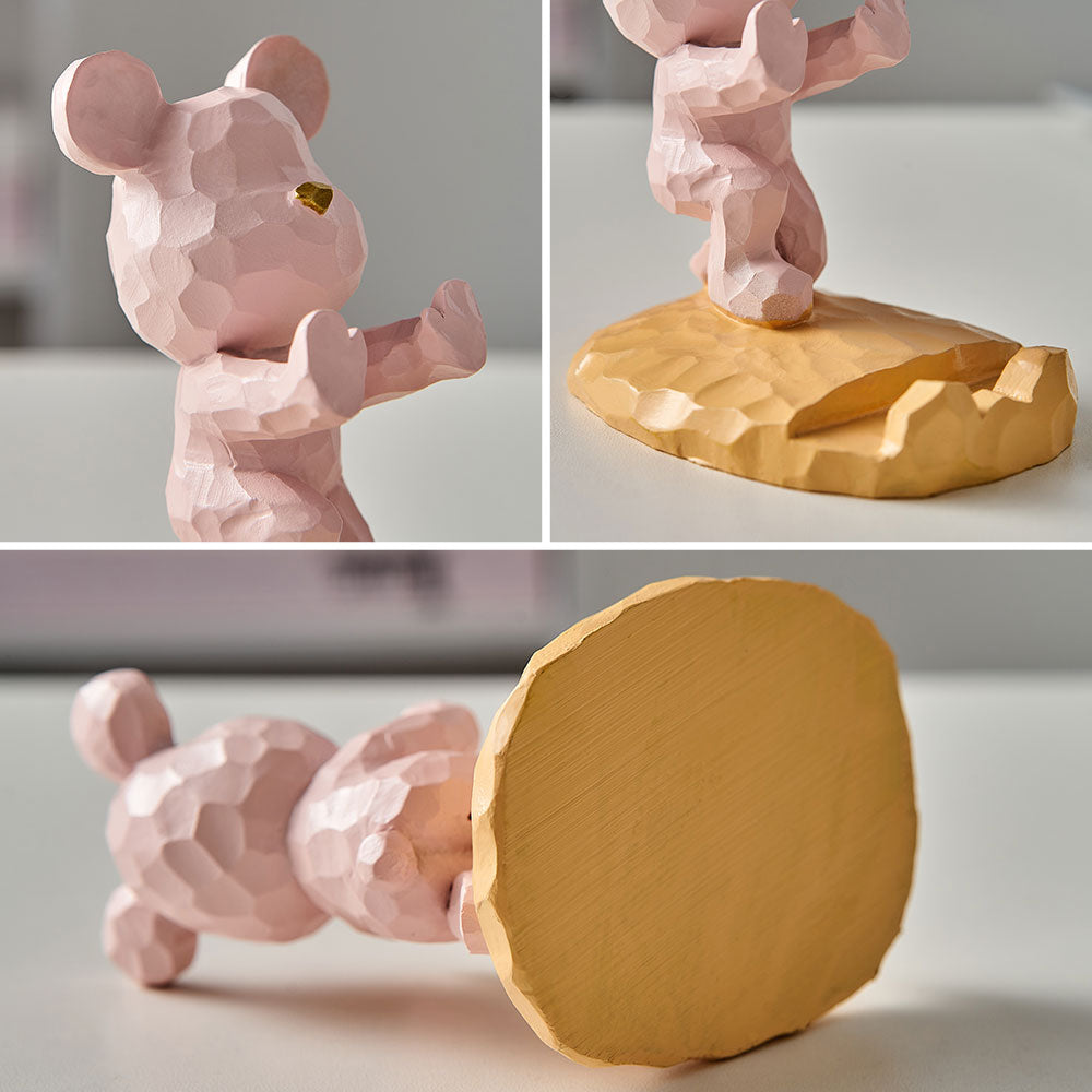 Phone Holder : Muistelefoonhouder Dames Roze - Geometrisch Handje Design - Kunststof in van Pantino