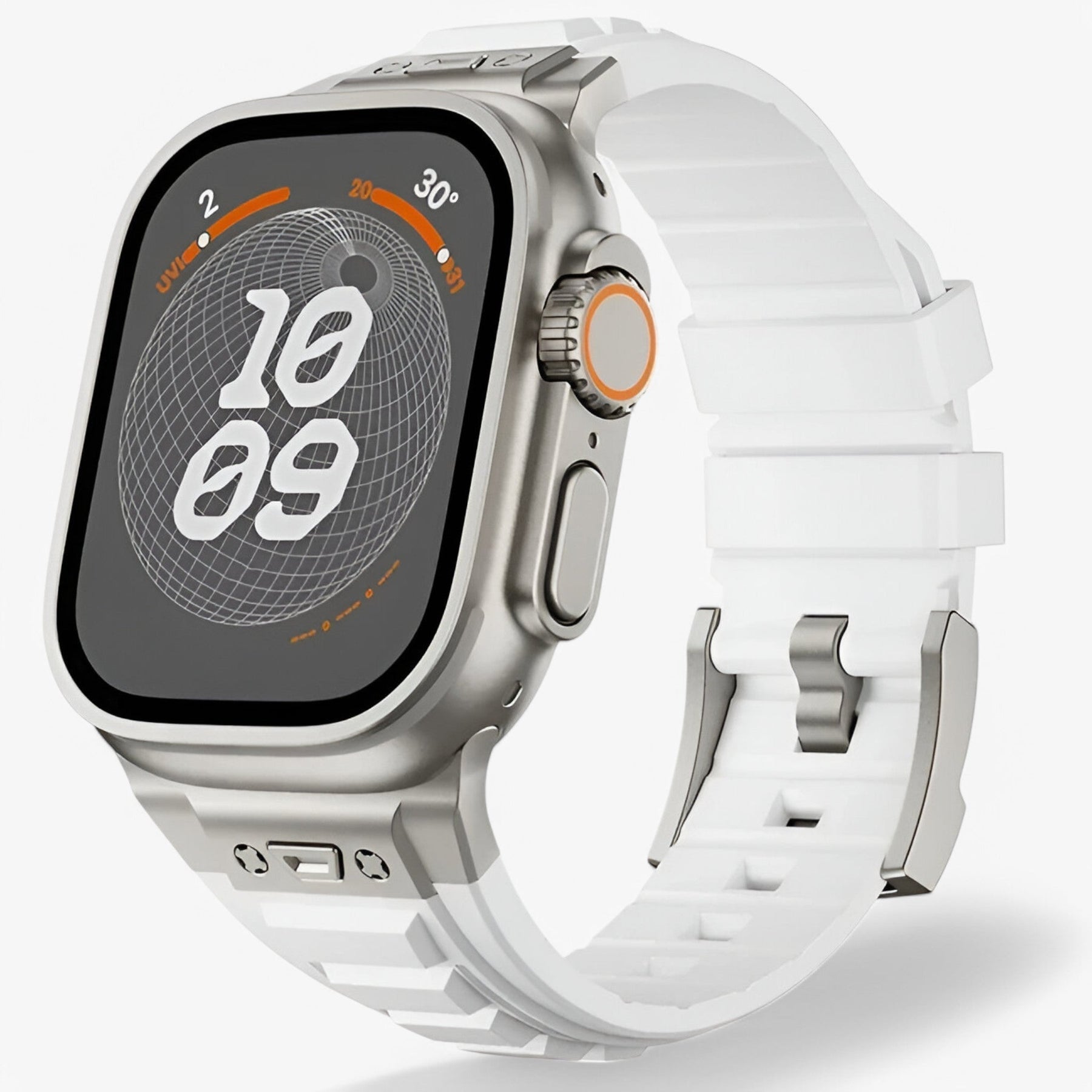 Smartwatch Band : Siliconen Sportbandje voor Apple Watch - Zwart Zwart in titaan wit van Pantino