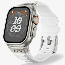 Smartwatch Band : Siliconen Sportbandje voor Apple Watch - Zwart Zwart in titaan wit van Pantino
