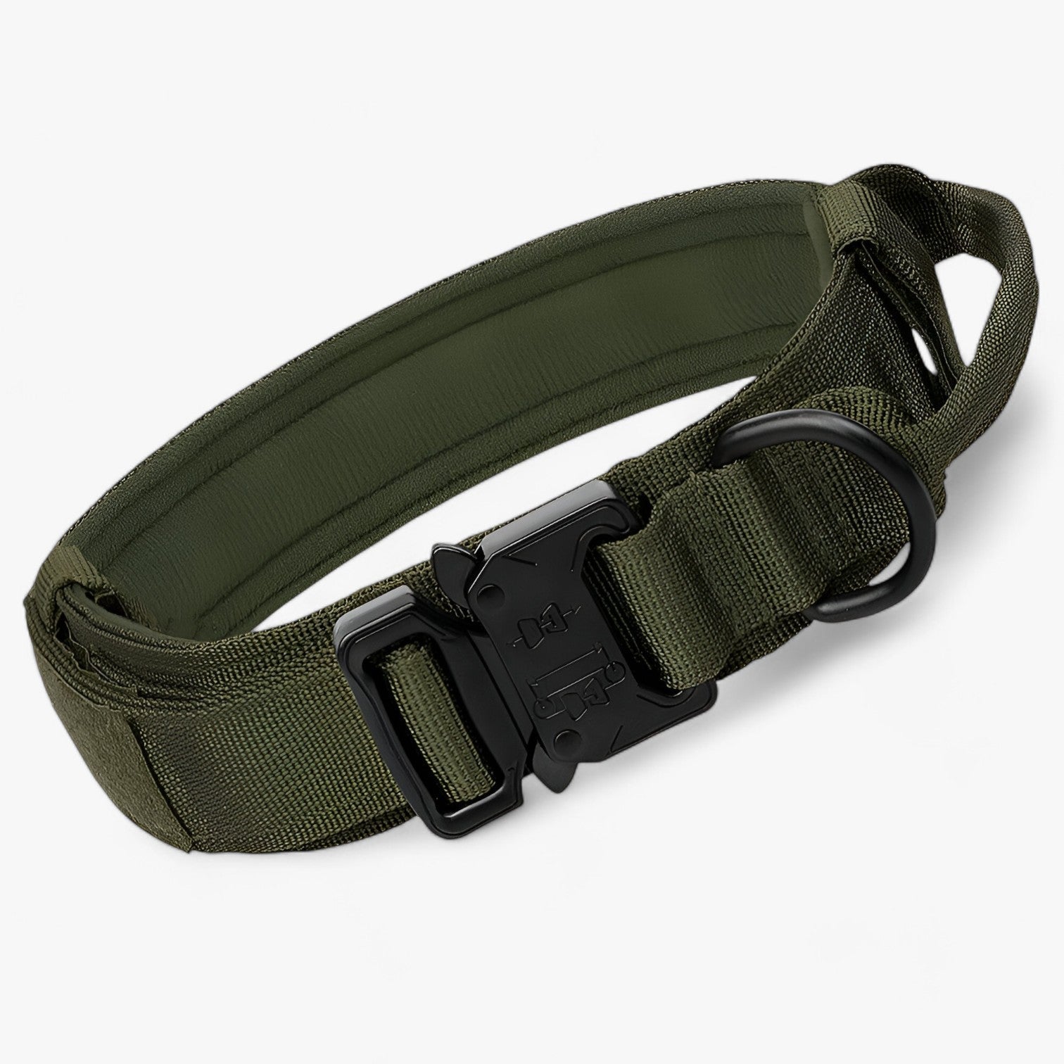 pets : Tactisch Hondenhalsband met Handvat voor Training - Bruin Set in Groene Halsband van Pantino
