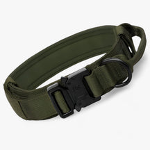 pets : Tactisch Hondenhalsband met Handvat voor Training - Bruin Set in Groene Halsband van Pantino