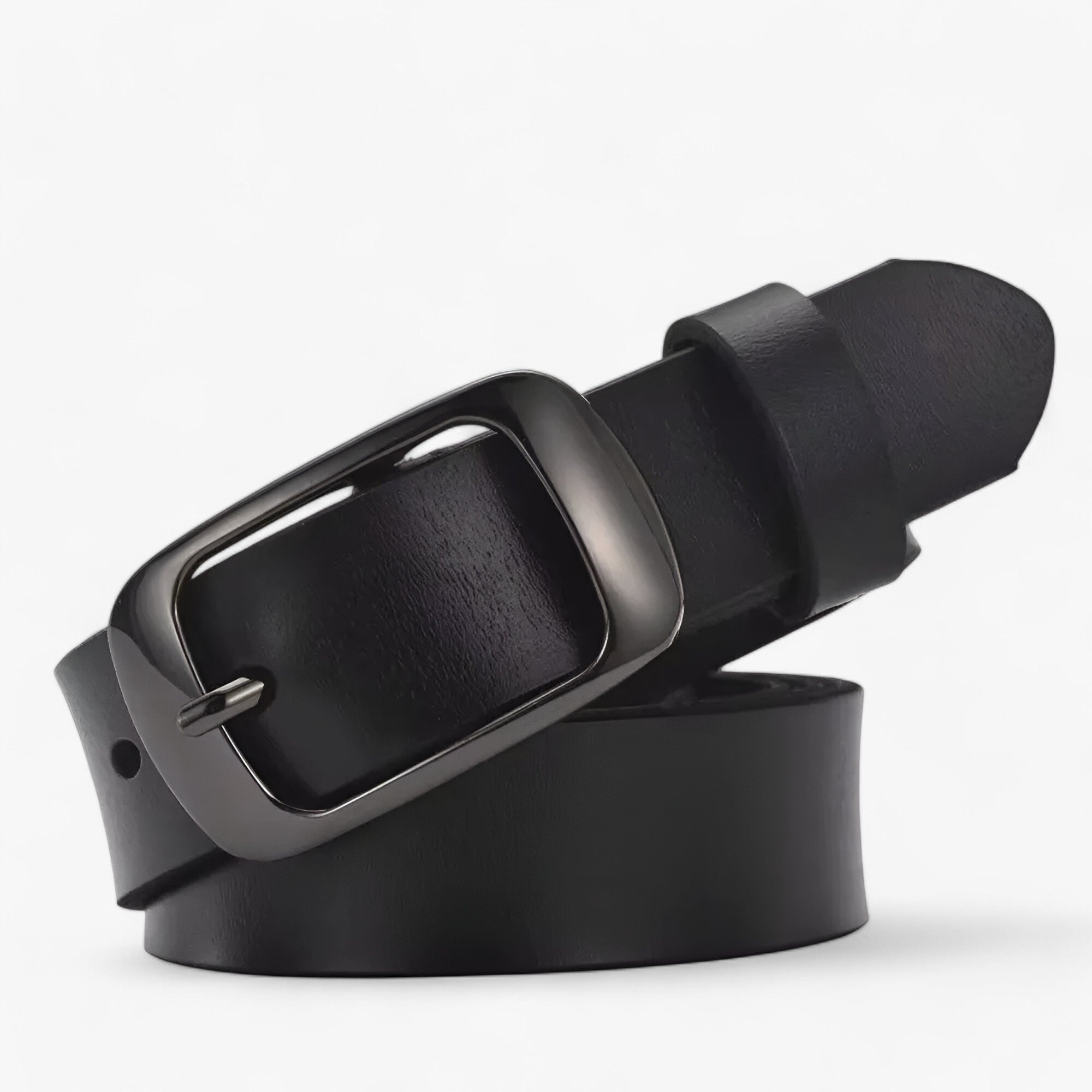 Belt : Jeans Dames Zwart - Premium Leren Riem - Casual Pasvorm in Zwart Kina van Pantino