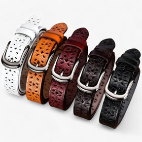 Belt : Leren Ceintuur - Elegant & Duurzaam in Leer - Wit in van Pantino