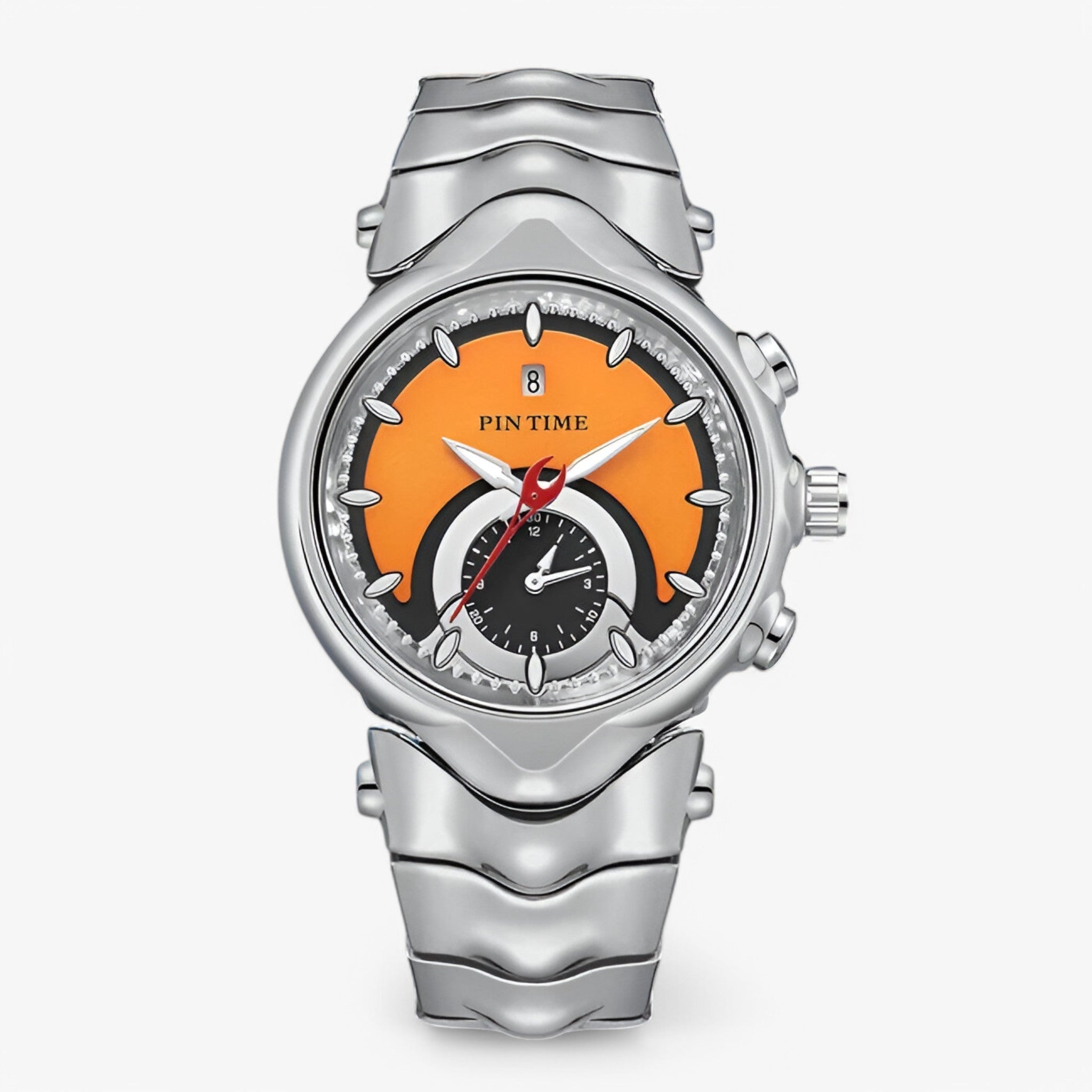 watches : Horloge Heren Oranje Zilver - Retro Luxe Millenniumhorloge in van Pantino