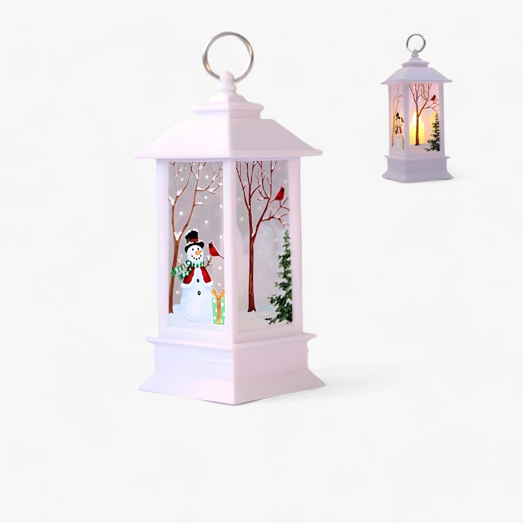 home & garden : Sneeuwman Kerstman Verlichte Lantaarn - Feestelijk Boomornament en Woondecoratie in E van Pantino