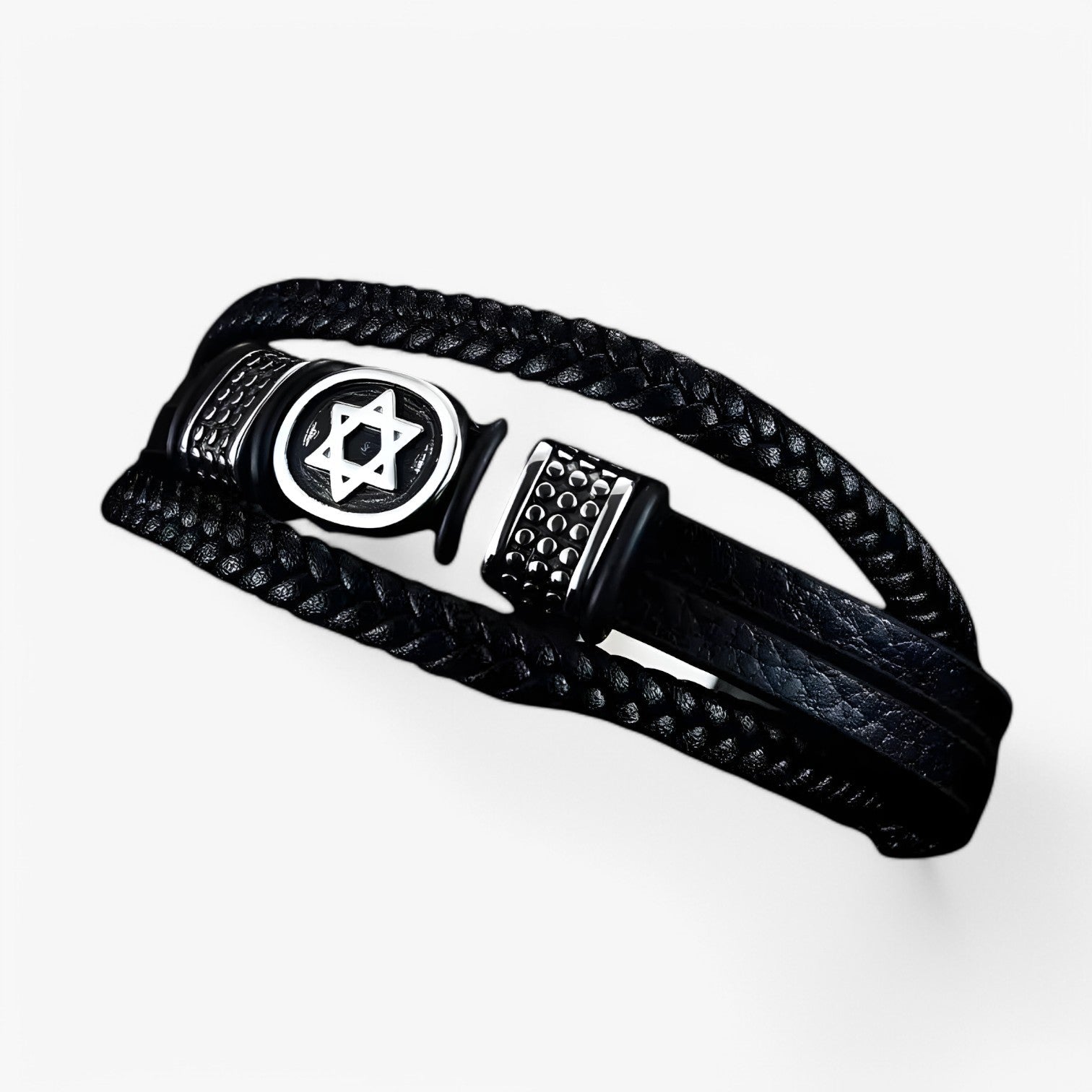 Bracelet : Stijlvol Meergaten Lederen Armband met Magneetsluiting - Zwart in van Pantino