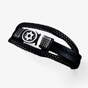 Bracelet : Stijlvol Meergaten Lederen Armband met Magneetsluiting - Zwart in van Pantino