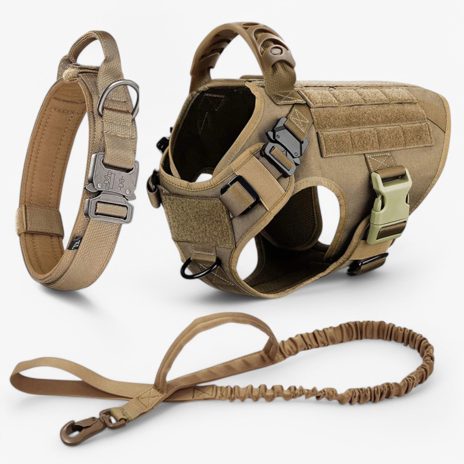 Pets & Supplies : Zwart Nylon Tactisch Militair Verstelbaar Harnas voor Grote Honden met Vest en Handvat in Stel Marrone in van Pantinoshop