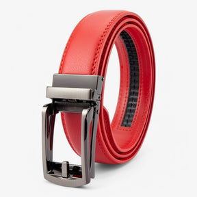 Belt : Tijdloze Herengordel van Hoogwaardig Koeienhuidleer - Donkerbruin in Rood van Pantino