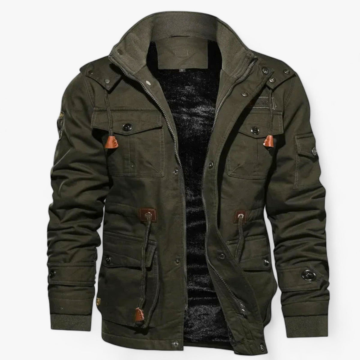 Bomber Jacket : Jack Heren Zwart - Tactische Bomberjack voor - Warmte en Veelzijdigheid voor de Winter in Legergroen van Pantino