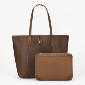 bags : Vintage Grote Capaciteit Vrouwen Leren Tas - Bruin in Bruin van Pantino