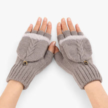 Gloves : Handschoenen Dames Donkerroze - Dikke Omgeslagen Gebreide voor - Voor Koud Weer in Khaki Één maat van Pantino