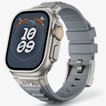 Smartwatch Band : Siliconen Sportbandje voor Apple Watch - Zwart Zwart in titaan grijs van Pantino