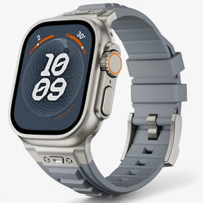 Smartwatch Band : Siliconen Sportbandje voor Apple Watch - Zwart Zwart in titaan grijs van Pantino