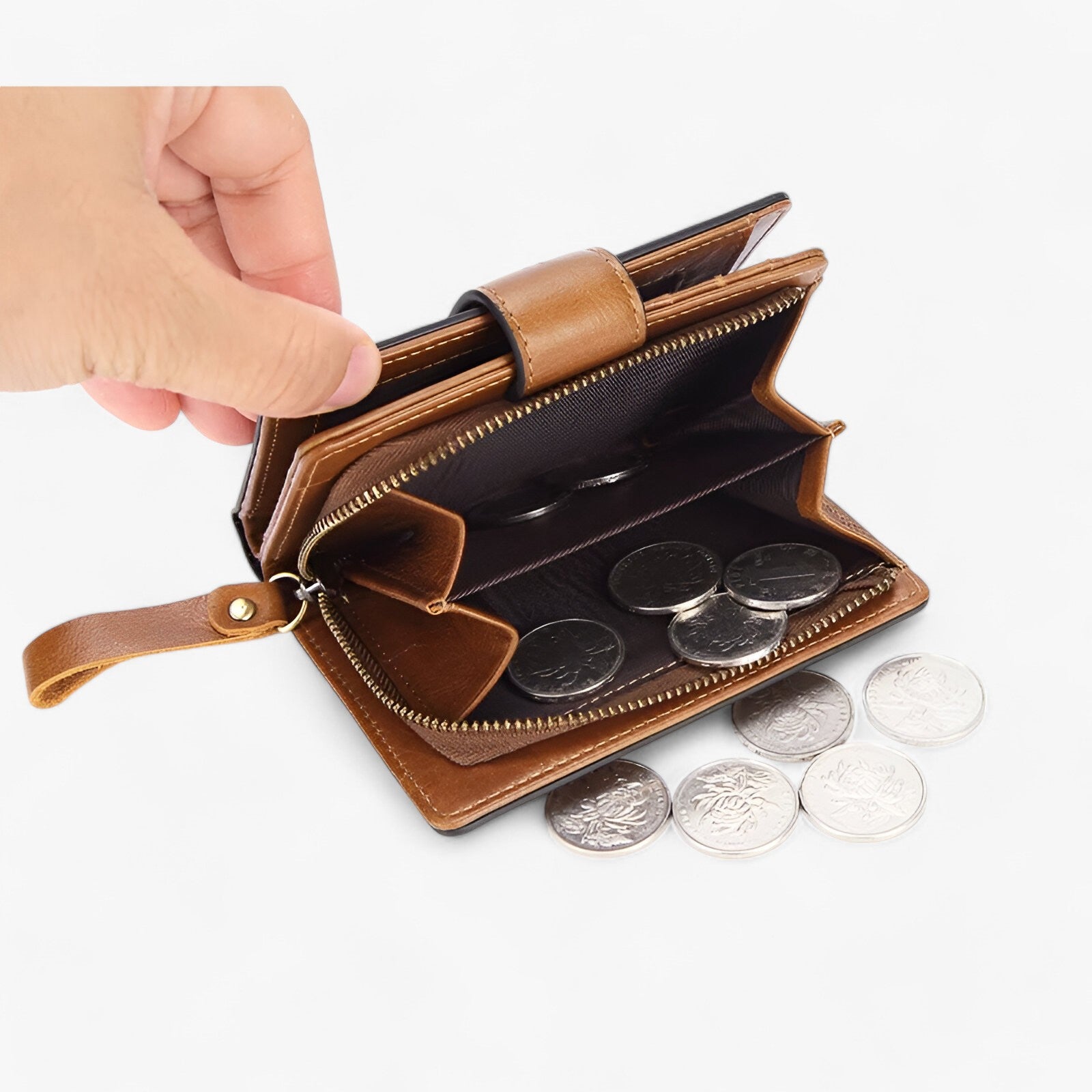 bags : Compacte Handtas voor Dames - RFID-Blokkering met Rits Zwart in van Pantino