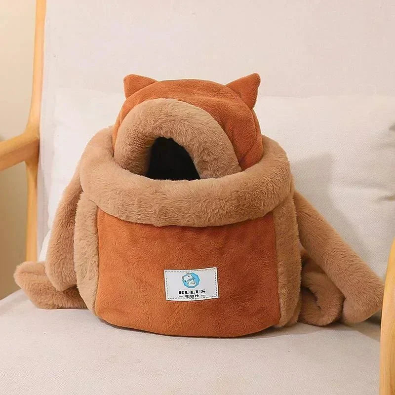 pets : Katten Draagtas - Diamantfluweel Veilig Comfortabel - Fluweel in Koffie van Pantino