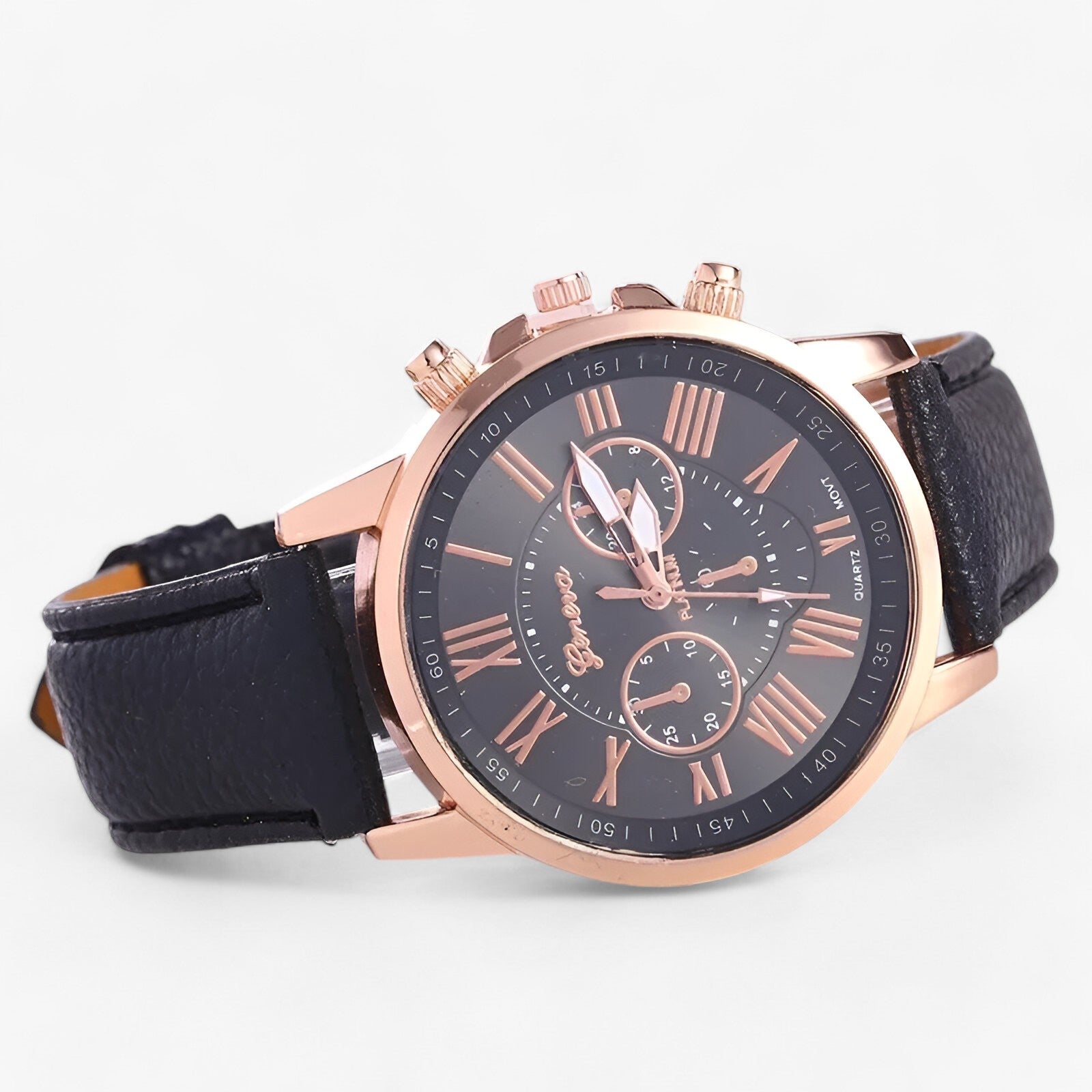 watches : Luxe Horloge voor Dames - Waterdicht Leer voor Iedere Gelegenheid - Zwart in Zwart van Pantino