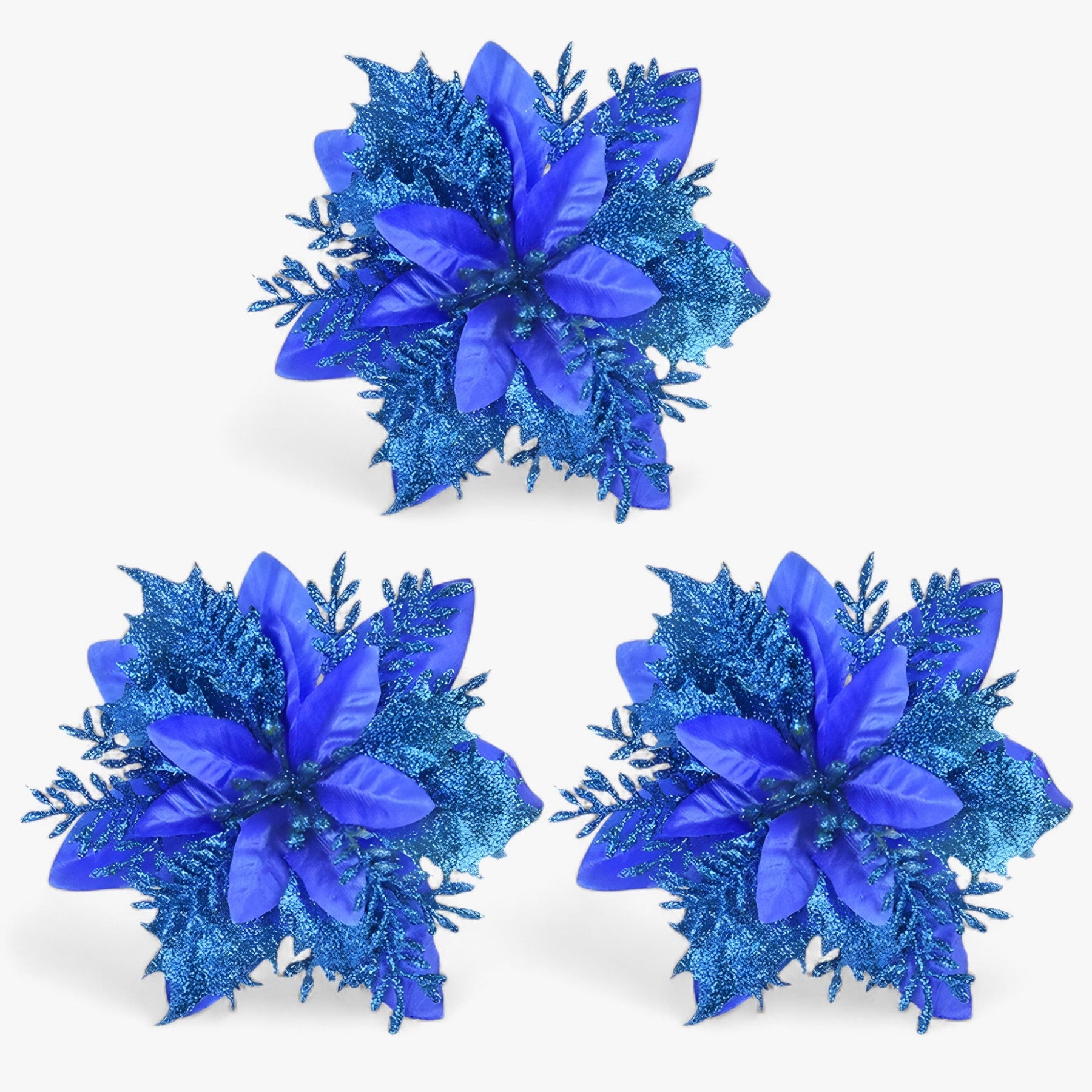 home & garden : Émilie - Glinsterende Kerstbloemen - Geef Je Decoratie een Sprankelend Tintje in Koningsblauw van Pantino