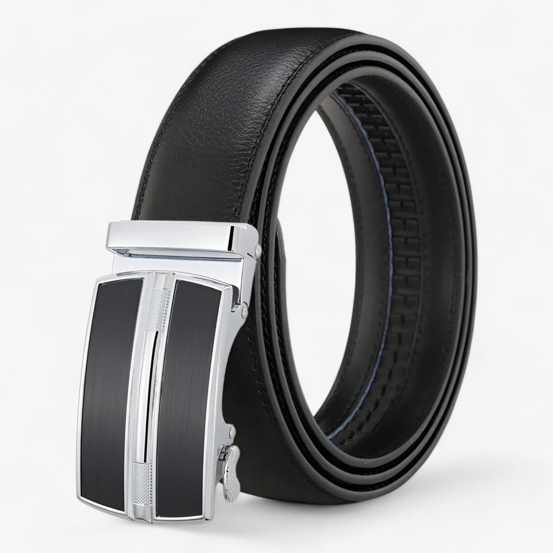 Belt : Leren Riem - Eigentijds en Elegant - Zwart in Zwart van Pantino