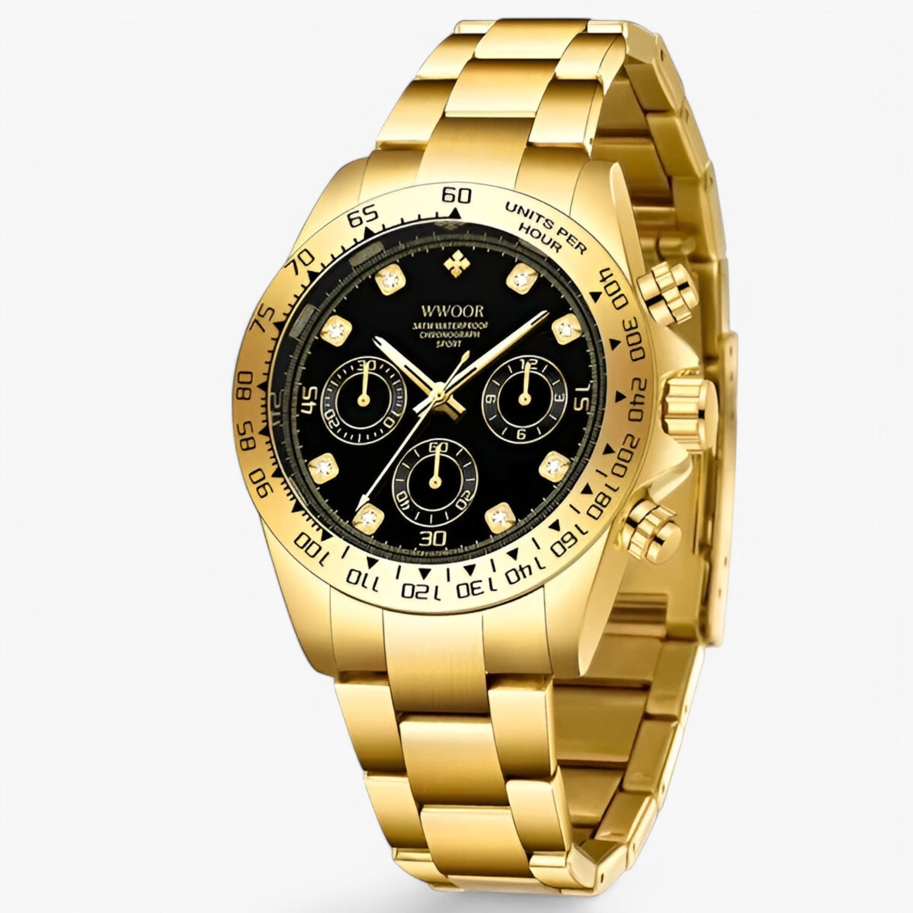 watches : Horloge Zwart Goud - Luxe Chronograafhorloge van Roestvrij Staal in van Pantino