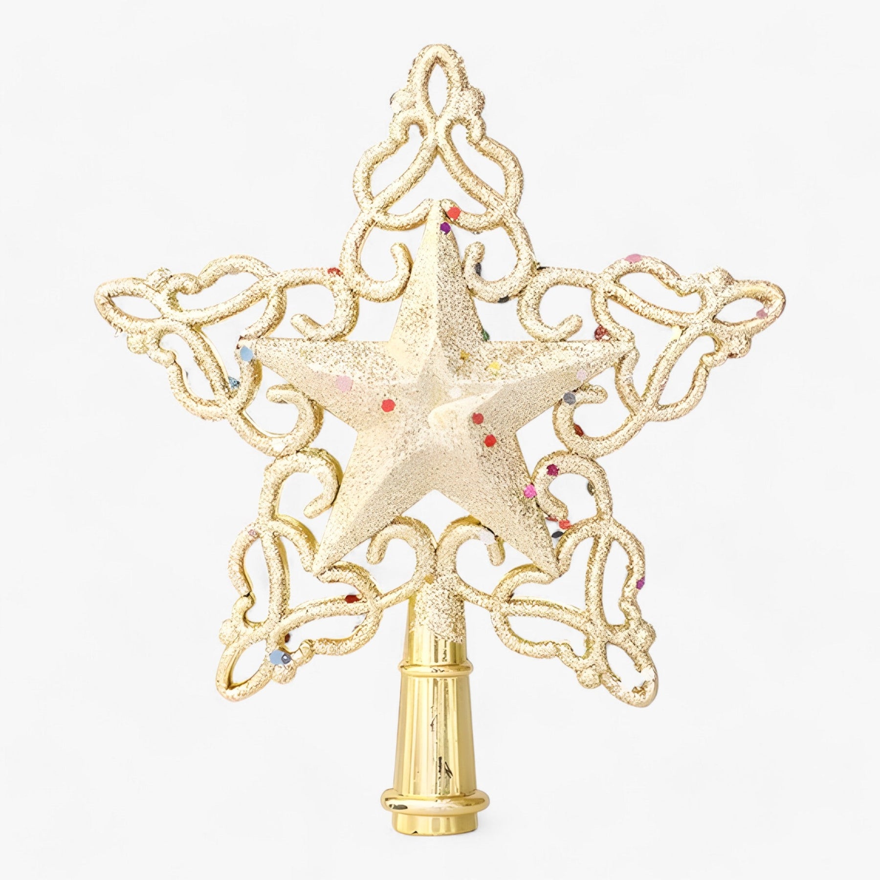 home & garden : Flake Star - Gouden en Zilveren Decoraties met Glitter - Verfraai Uw Kerstboom in 5 van Pantino