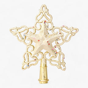 home & garden : Flake Star - Gouden en Zilveren Decoraties met Glitter - Verfraai Uw Kerstboom in 5 van Pantino