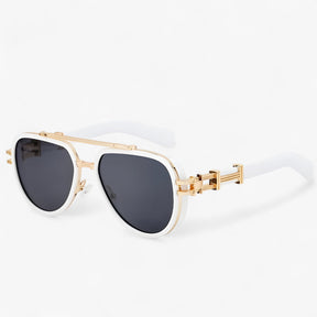 Sunglasses : Overdimensionale Steampunk Gepolariseerde Zonnebrillen - Helder Zwart in Wit Grijs van Pantino