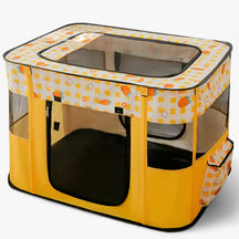 pets : Caro Crate - Draagbare Opvouwbare Dierenbox - Geel in GEEL van Pantino