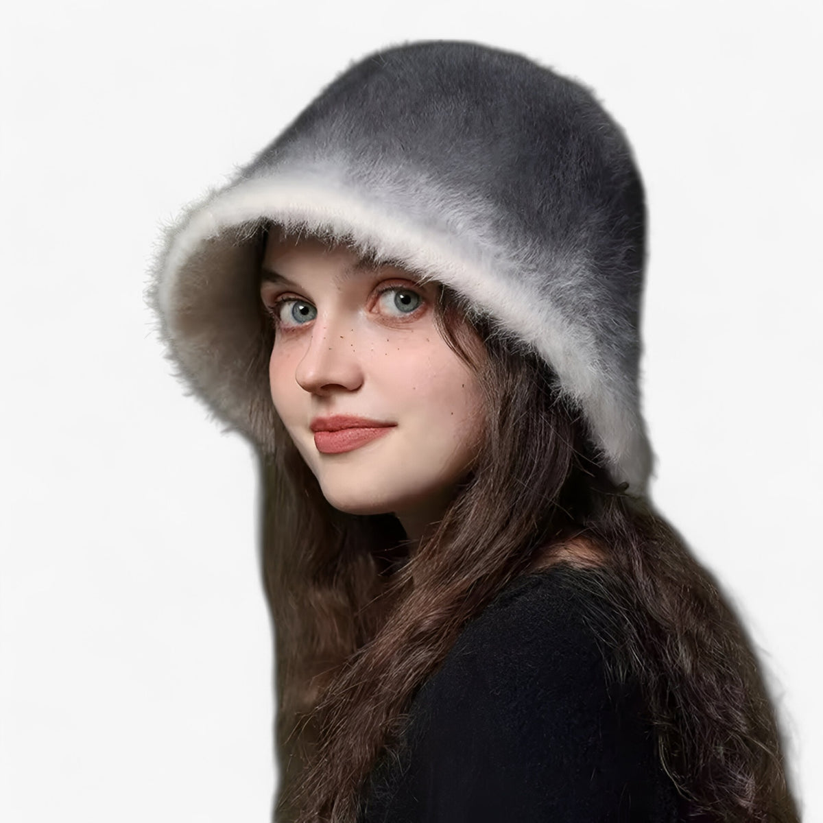 Fisherman Hat : Hoed Blauw - Warme Konijnenbont Vissershoed - Elegante Stijl en Comfort in GRIJS 56-58CM van Pantino