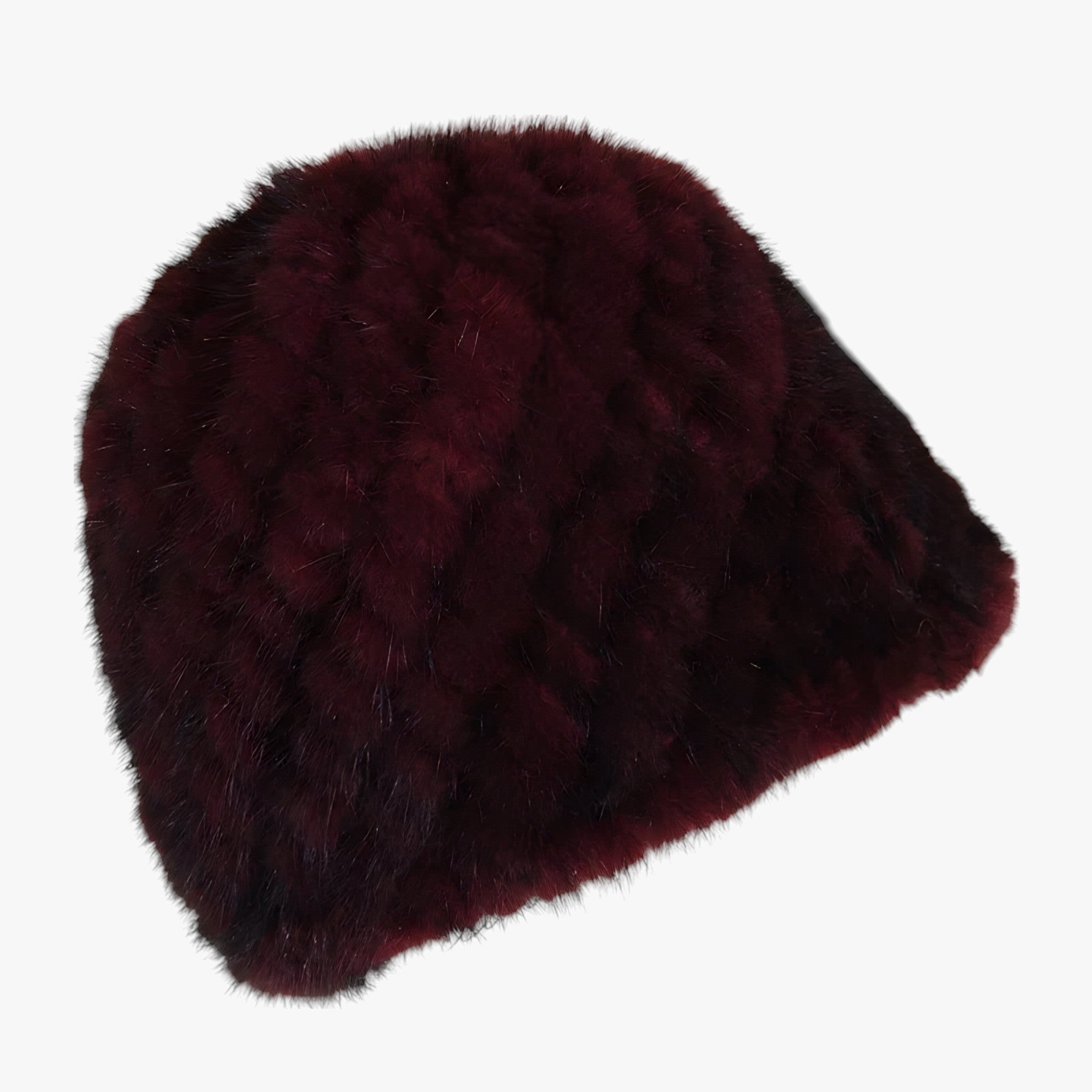 Hat : Muts Bruin Zwart - Luxe Mink Bont - Winterse Warmte & Elegantie in wijnrood Goede elasticiteit van Pantino
