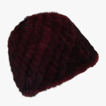 Hat : Muts Bruin Zwart - Luxe Mink Bont - Winterse Warmte & Elegantie in wijnrood Goede elasticiteit van Pantino