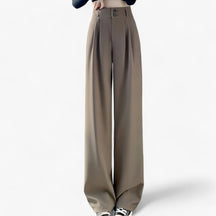 Pants : Broek Zwart - Hoge Taille - Modieus & Comfortabel in Koffie van Pantino