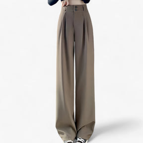 Pants : Broek Zwart - Hoge Taille - Modieus & Comfortabel in Koffie van Pantino