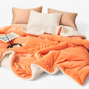 home & garden : Dubbele Laag Schapenvacht Deken - Warme Luxe voor Bed & Bank - Donkergrijs in oranje van Pantino