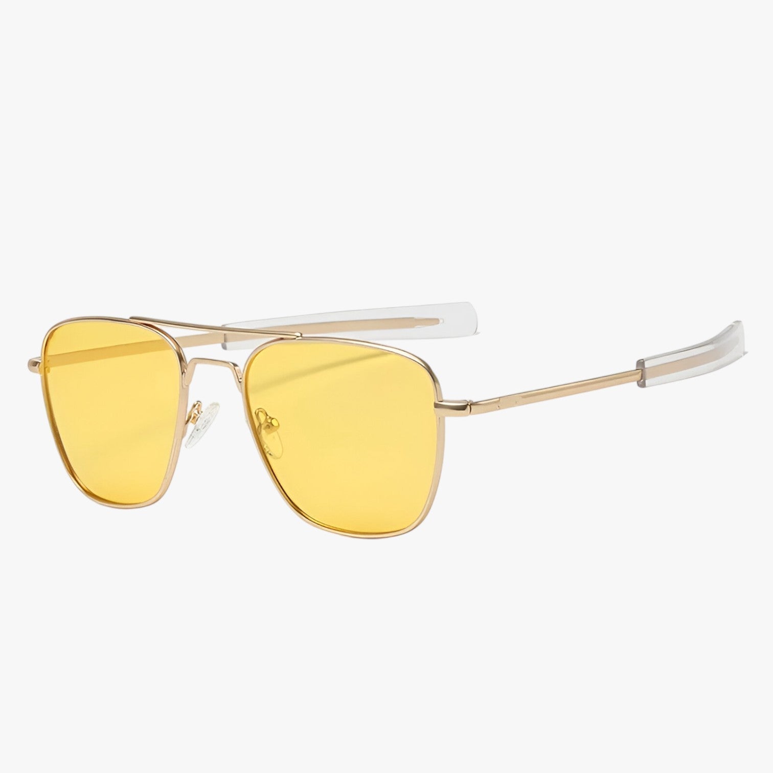 Sunglasses : Vintage Zonnebril van Licht Metaal - Zwart Wapen in Geel goud Gepolariseerd van Pantino