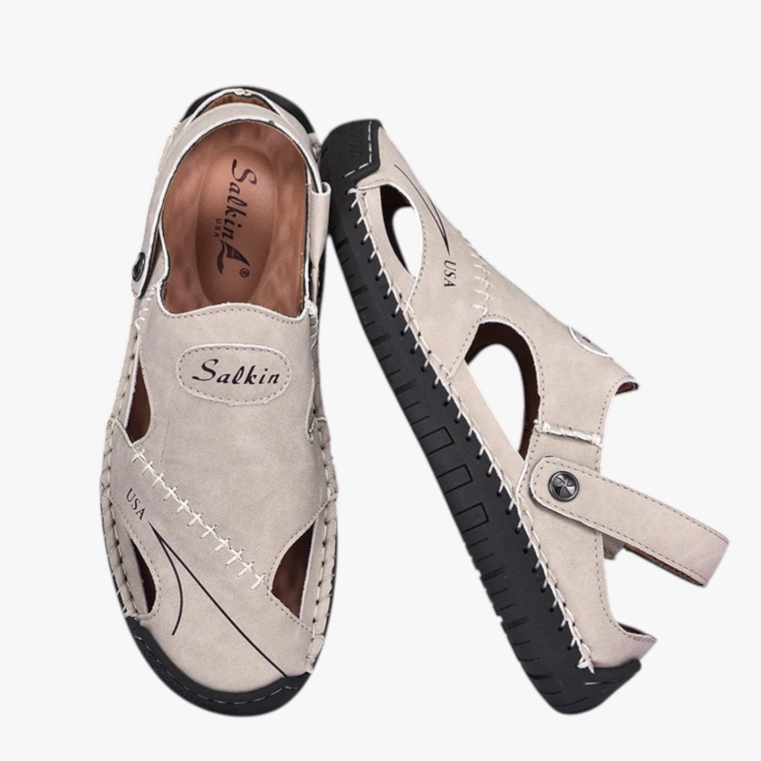Sandals : Zomersandalen voor heren - Ademend leer en antislipzool voor een vleugje stijl in van Pantino