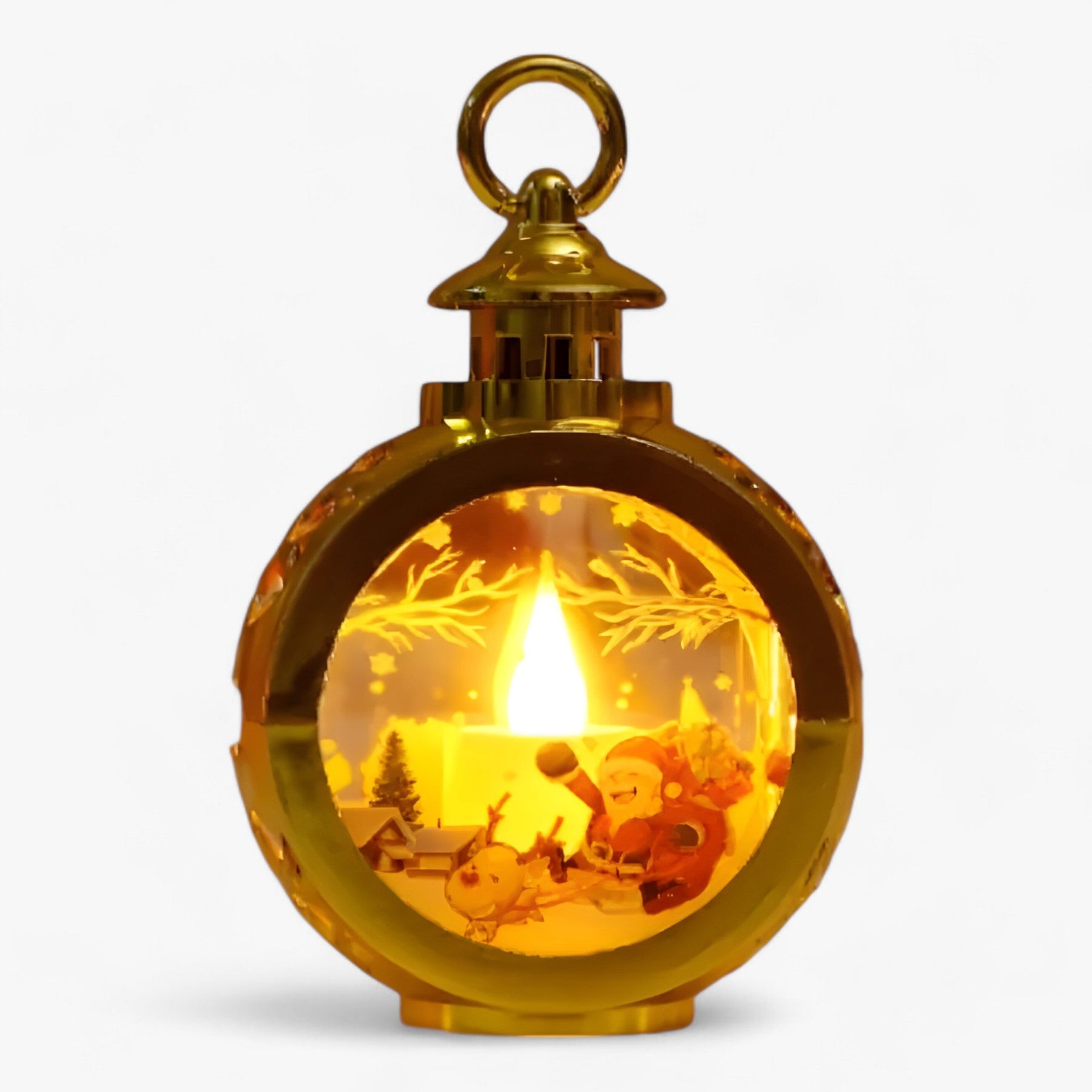 outdoor equipment : Kerstman Sneeuwpop Lamp - LED Lantaarn met Vlam Simulatie voor Buitendecoratie in 2 S 8.5x12cm van Pantino