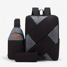 bags : Rugzak Grijs - Set 3 in 1 met en Bijpassende Accessoires in Zwart van Pantino