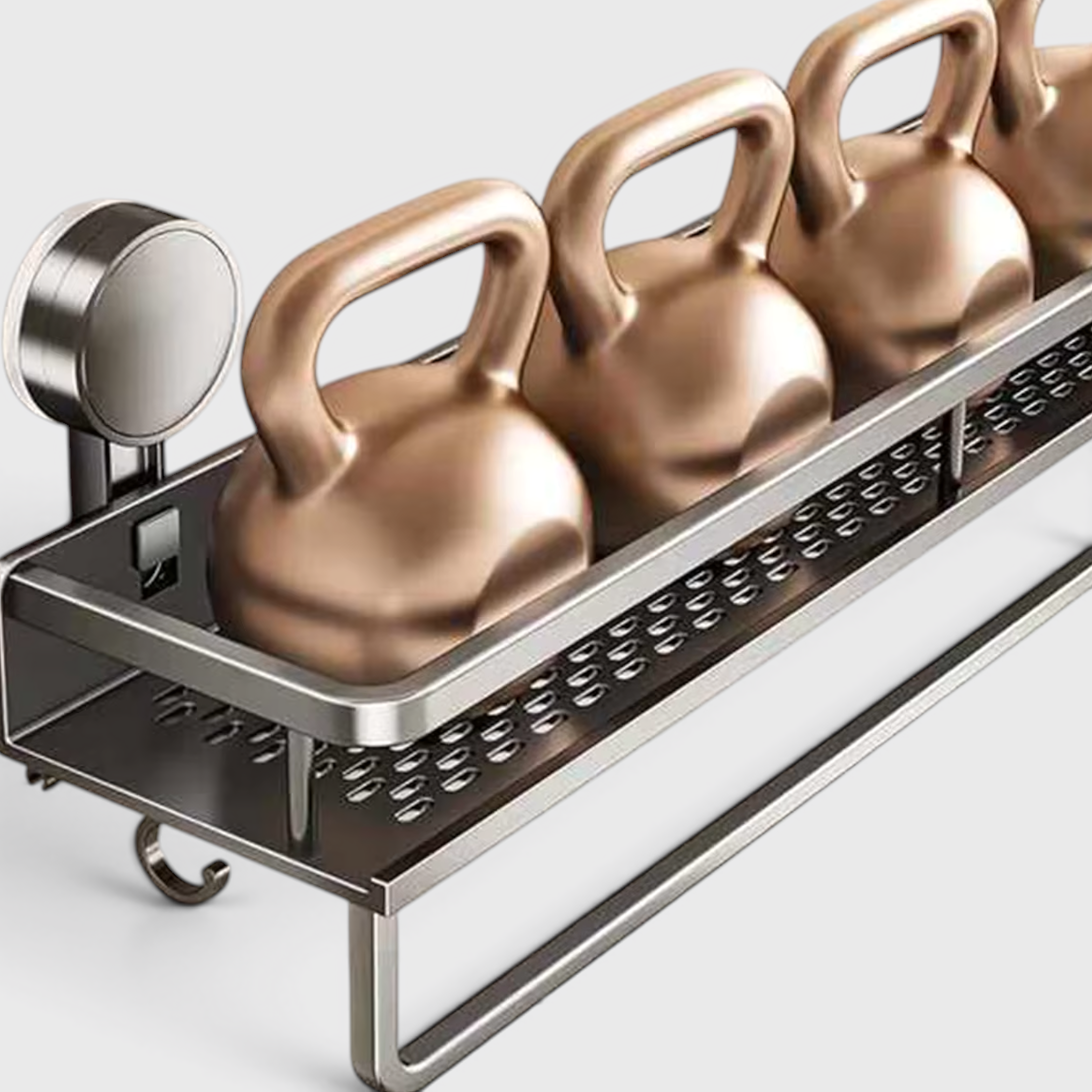 Aluminium Badkamerrek met Zuignappen – Wandrek met Haken