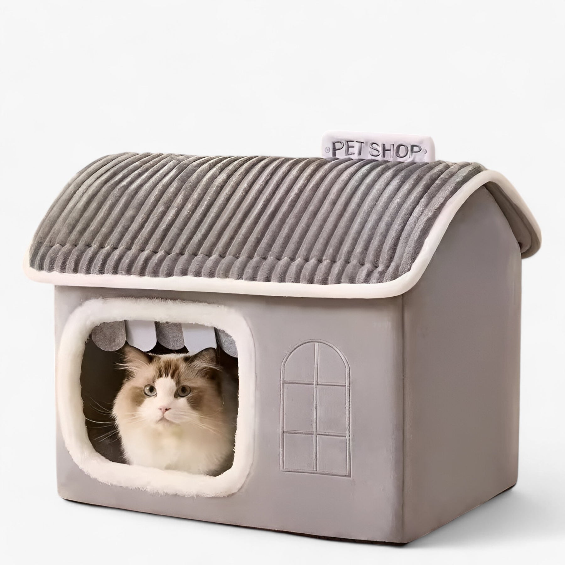 pets : Opvouwbaar Kattenhuis - Knus, Warm en Wasbaar Nest - Grijs in grijs van Pantino