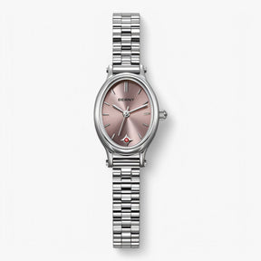 Watch : Minimalistische Ovalen Armbandhorloge Dames - Zwart in Roze van Pantino