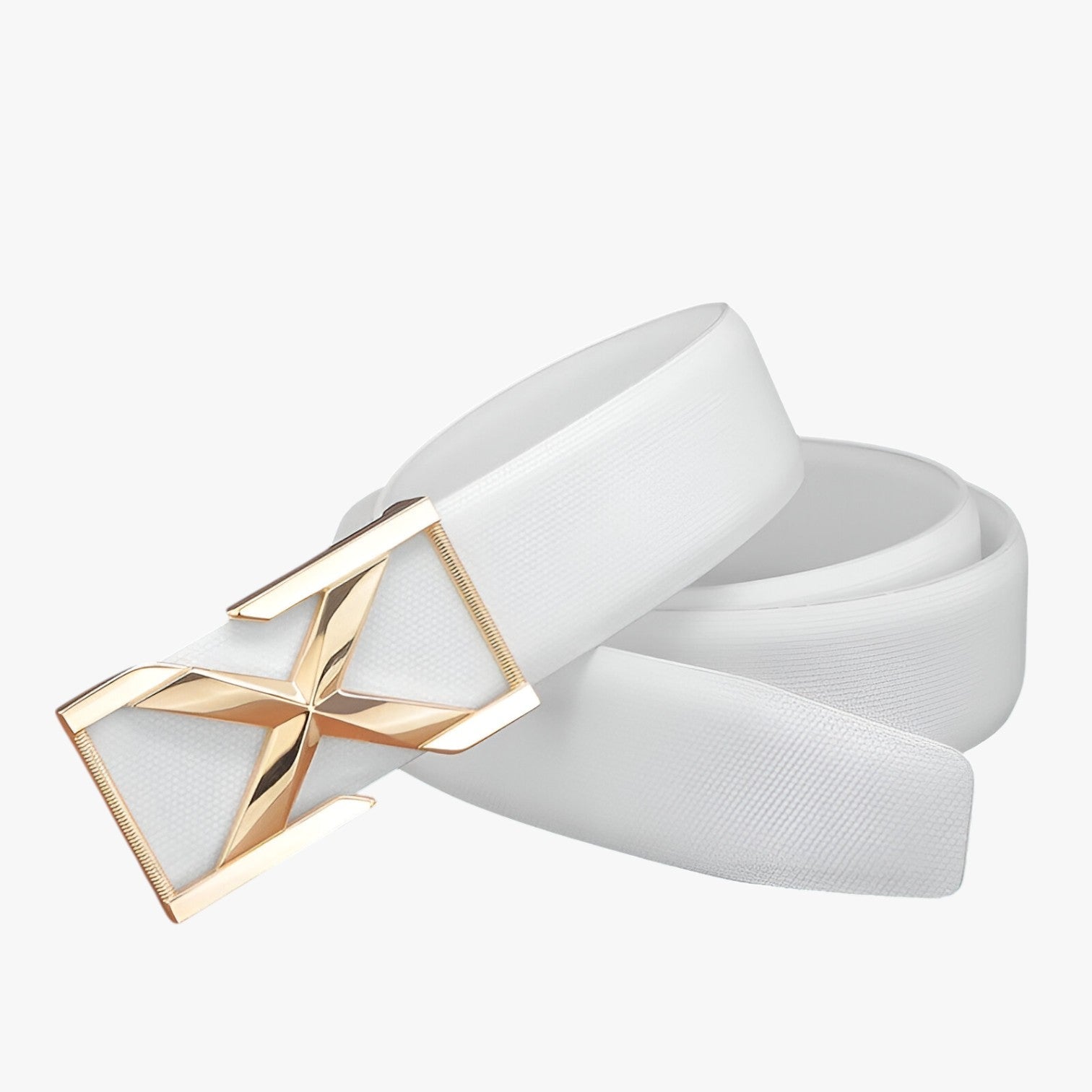 Belt : Herenriem met X-skull Gesp Luxe Casualstijl voor Jongeren - Witte Goud Gesp in van Pantino